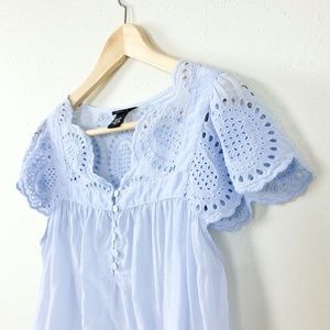 Moda International silk scallop lace eyelet top XS